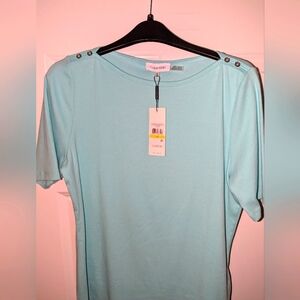 NWT Calvin Klein Women's Light Blue Top sz M Cotton